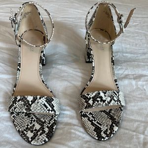 Perfect condition snake skin block heel sandal by Nine West, size 9.5.